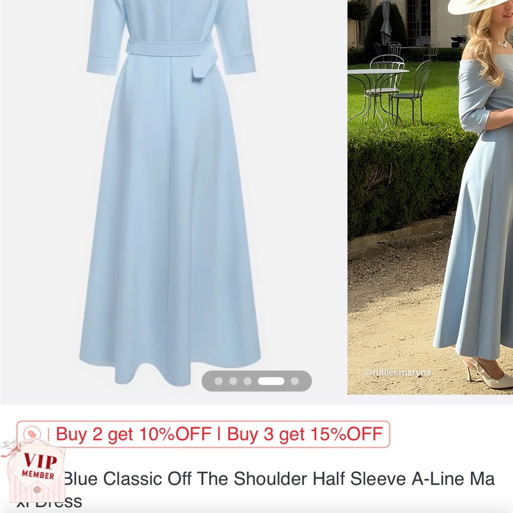 Elegant Light Blue Off-Shoulder Maxi Dress Mother-of-the-Bride